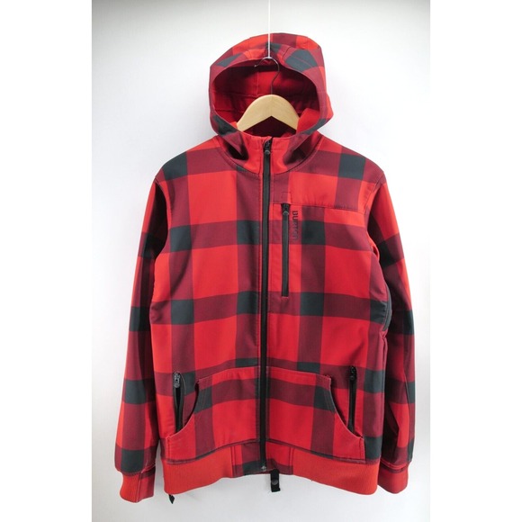 BURTON  Snowboard Coat Mens Plaid Red Insulated Ski‎ Winter Jacket Small - Picture 1 of 11